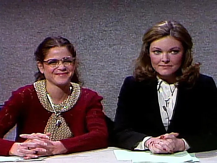 Jane Curtin and Gilda Radner on Weekend Update, Saturday Night Live